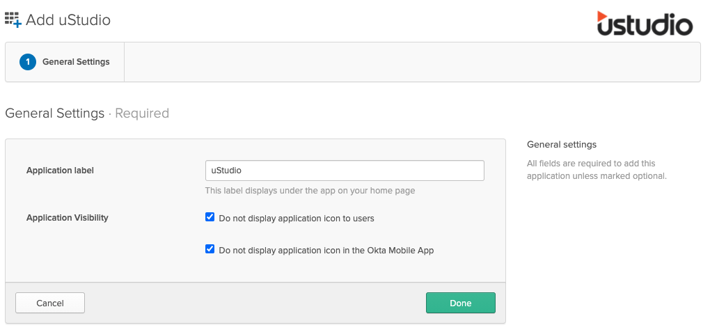 Okta Configuration – uStudio